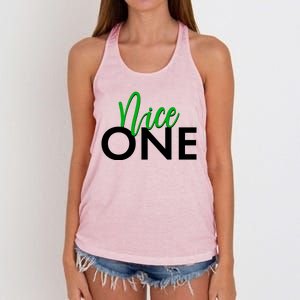 Funny Christmas Holiday Matching Shirt Nice One Women's Knotted Racerback Tank