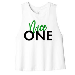 Funny Christmas Holiday Matching Shirt Nice One Women's Racerback Cropped Tank