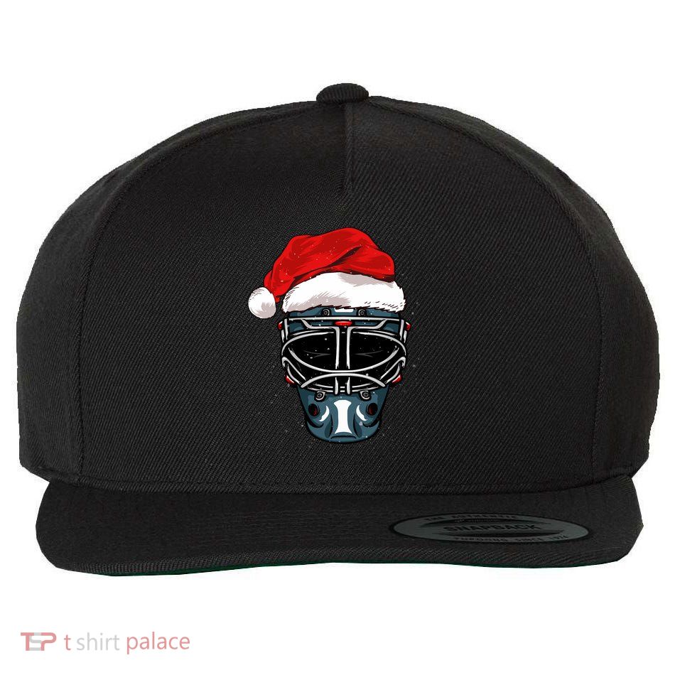 Funny Christmas Hockey Goalie Mask Santa Hat Xmas Celebrate Long Sleeve Wool Snapback Cap
