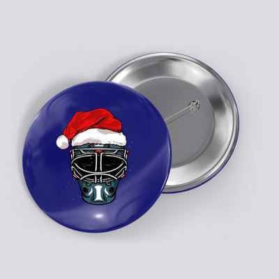 Funny Christmas Hockey Goalie Mask Santa Hat Xmas Celebrate Long Sleeve Button