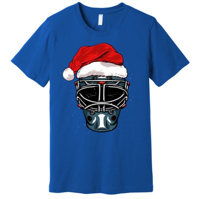 Funny Christmas Hockey Goalie Mask Santa Hat Xmas Celebrate Long Sleeve Premium T-Shirt