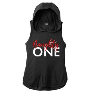 Funny Christmas Holiday Matching Shirt Naughty One Ladies PosiCharge Tri-Blend Wicking Draft Hoodie Tank