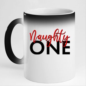 Funny Christmas Holiday Matching Shirt Naughty One 11oz Black Color Changing Mug