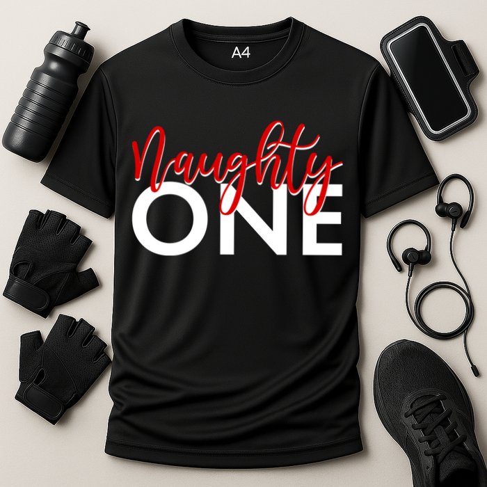 Funny Christmas Holiday Matching Shirt Naughty One Performance Shirt