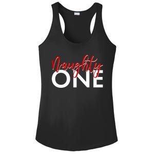 Funny Christmas Holiday Matching Shirt Naughty One Ladies PosiCharge Competitor Racerback Tank