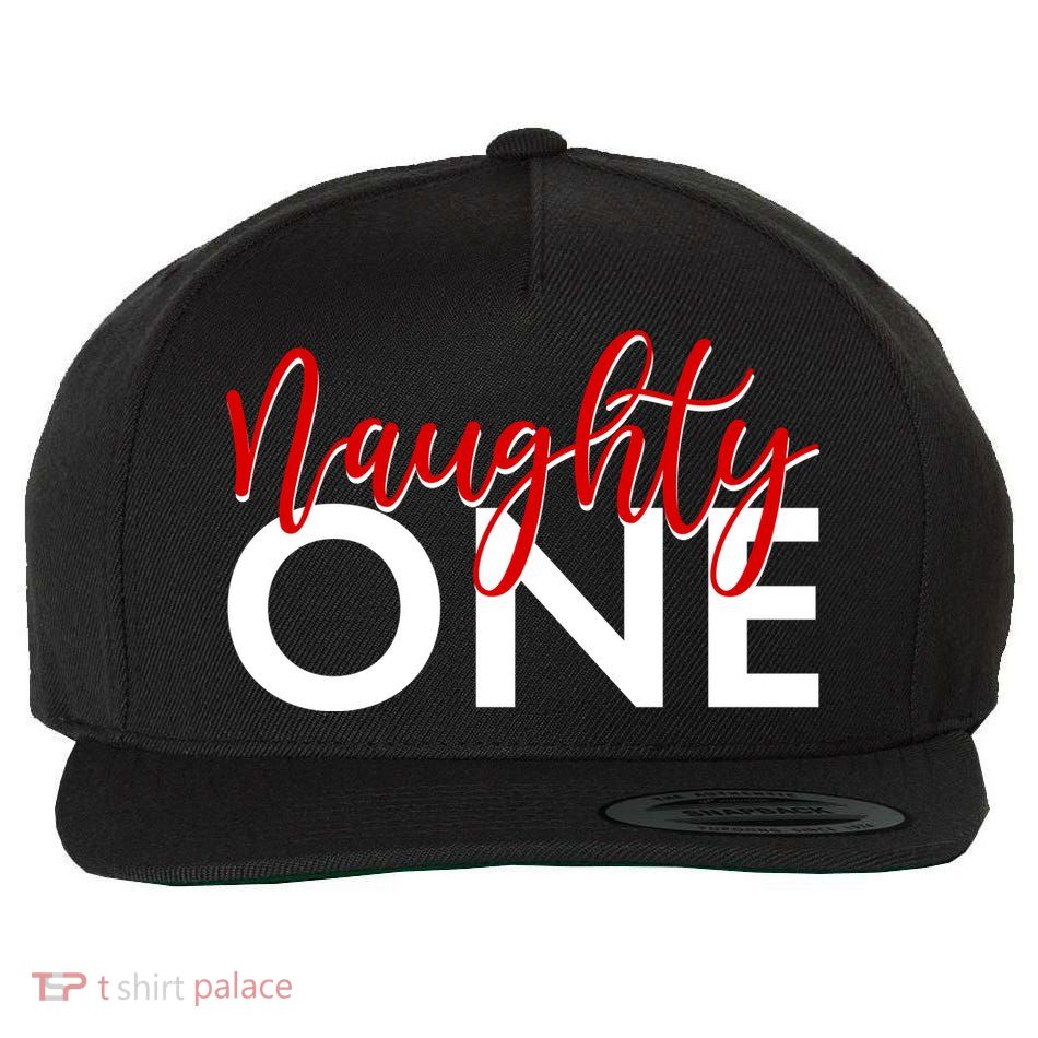 Funny Christmas Holiday Matching Shirt Naughty One Wool Snapback Cap