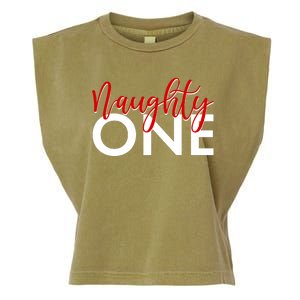 Funny Christmas Holiday Matching Shirt Naughty One Garment-Dyed Women's Muscle Tee