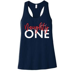 Funny Christmas Holiday Matching Shirt Naughty One Women's Racerback Tank