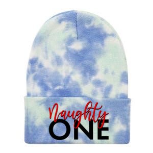 Funny Christmas Holiday Matching Shirt Naughty One Tie Dye 12in Knit Beanie