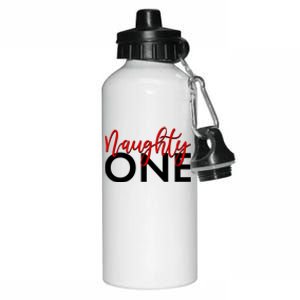 Funny Christmas Holiday Matching Shirt Naughty One Aluminum Water Bottle