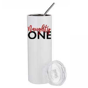 Funny Christmas Holiday Matching Shirt Naughty One Stainless Steel Tumbler