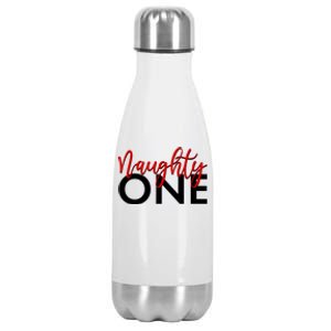 Funny Christmas Holiday Matching Shirt Naughty One Stainless Steel Insulated Water Bottle