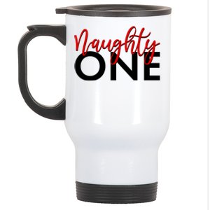 Funny Christmas Holiday Matching Shirt Naughty One Stainless Steel Travel Mug