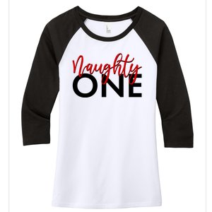 Funny Christmas Holiday Matching Shirt Naughty One Women's Tri-Blend 3/4-Sleeve Raglan Shirt