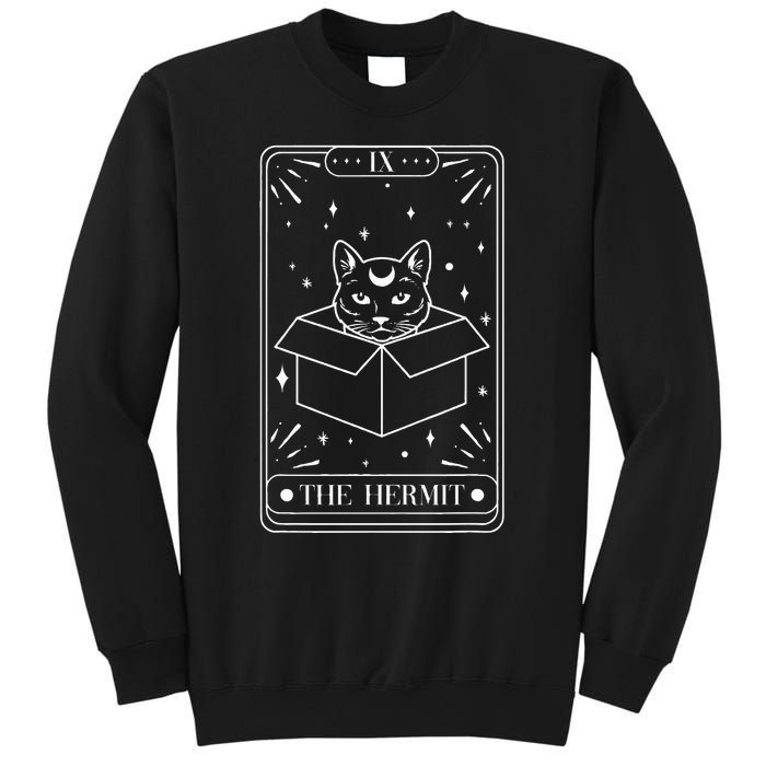 Funny Cat Hermit Tarot Card Witch Astrology Occult Halloween Sweatshirt