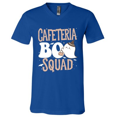 Funny Cute Halloween Cafeteria Boo Squad Costume Teacher Gift V-Neck T-Shirt