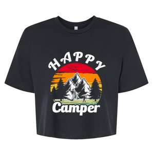 Funny Camping Hiking Lover Present Happy Camper Gift Bella+Canvas Jersey Crop Tee