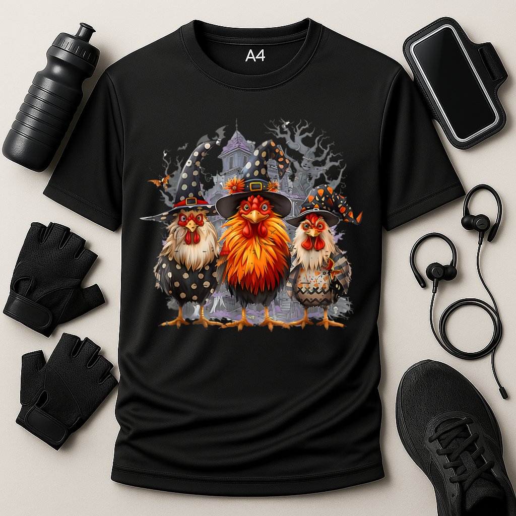Funny Chicken Halloween Costume Spooky Season Chickens Witch Cooling Performance Crew T-Shirt