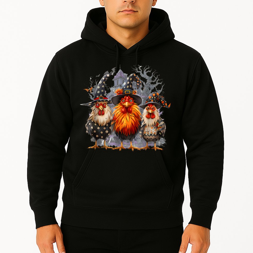 Funny Chicken Halloween Costume Spooky Season Chickens Witch Hoodie