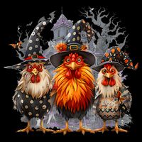 Funny Chicken Halloween Costume Spooky Season Chickens Witch Long Sleeve Shirt