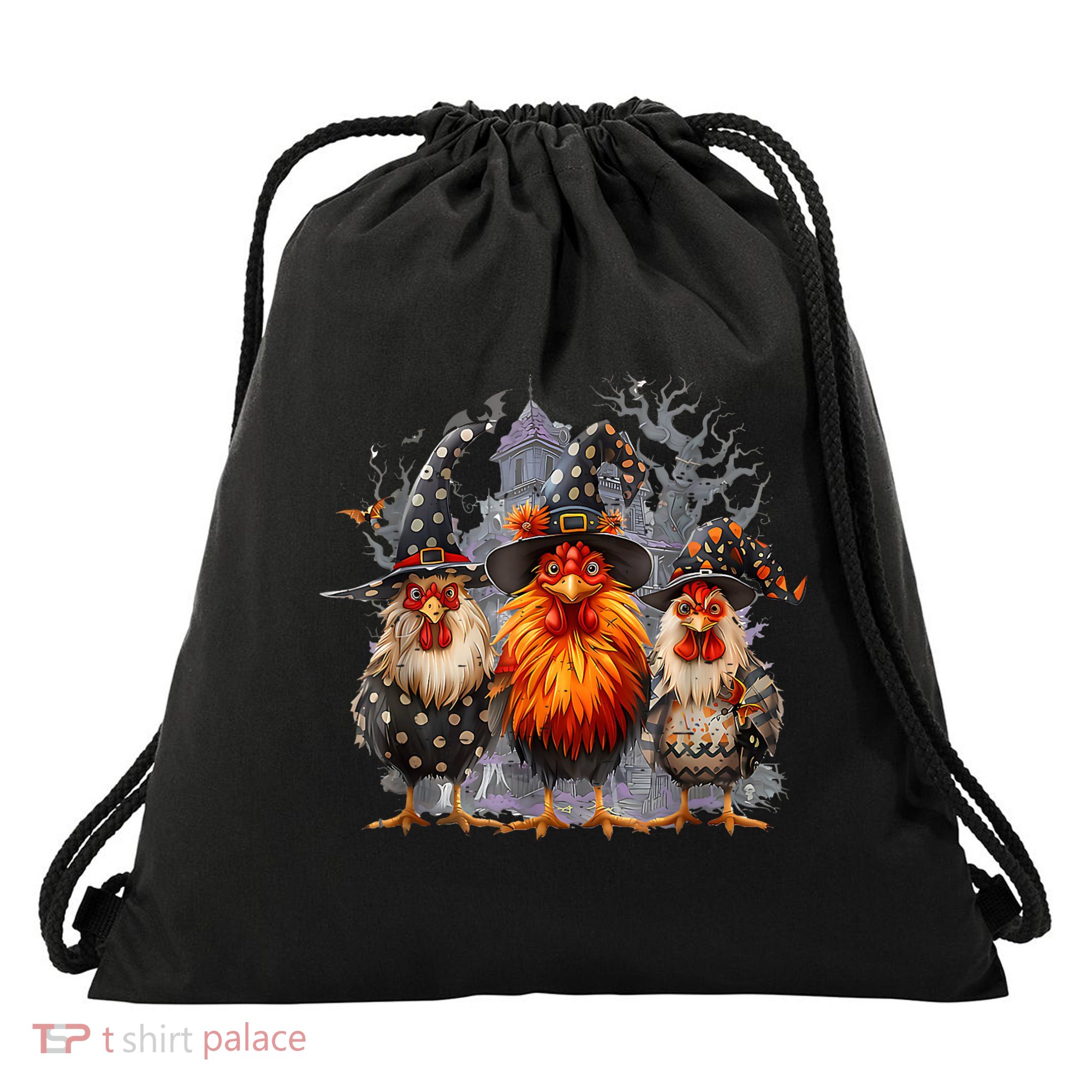Funny Chicken Halloween Costume Spooky Season Chickens Witch Drawstring Bag
