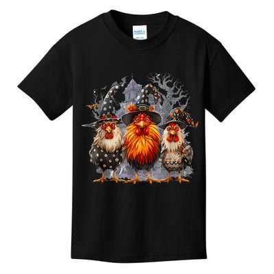Funny Chicken Halloween Costume Spooky Season Chickens Witch Kids T-Shirt