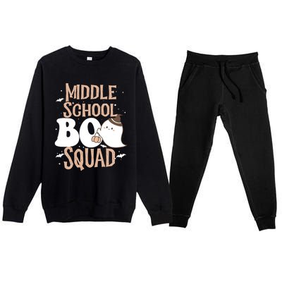 Funny Cute Halloween Middle School Boo Squad Costume Teacher Gift Premium Crewneck Sweatsuit Set