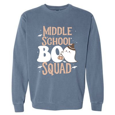 Funny Cute Halloween Middle School Boo Squad Costume Teacher Gift Garment-Dyed Sweatshirt