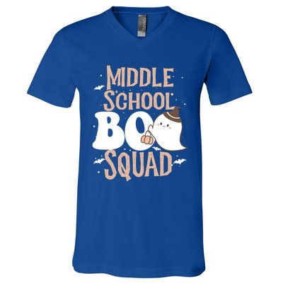 Funny Cute Halloween Middle School Boo Squad Costume Teacher Gift V-Neck T-Shirt