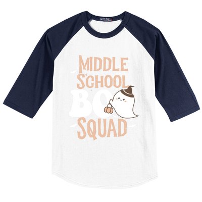 Funny Cute Halloween Middle School Boo Squad Costume Teacher Gift Baseball Sleeve Shirt