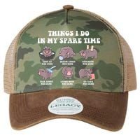 Funny Cute Hippo Moo Deng Things I Do In My Spare Time Meme Legacy Tie Dye Trucker Hat