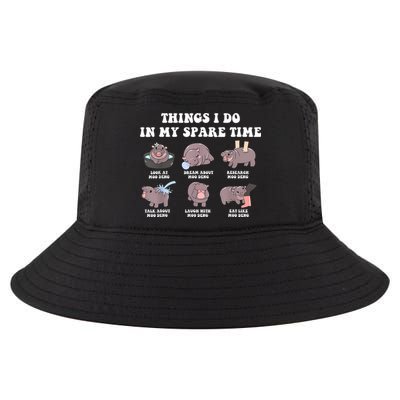 Funny Cute Hippo Moo Deng Things I Do In My Spare Time Meme Cool Comfort Performance Bucket Hat