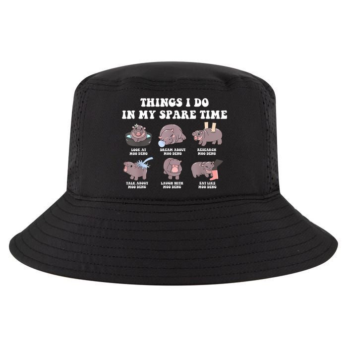 Funny Cute Hippo Moo Deng Things I Do In My Spare Time Meme Cool Comfort Performance Bucket Hat