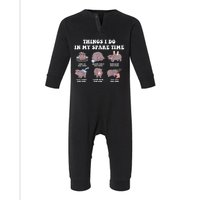 Funny Cute Hippo Moo Deng Things I Do In My Spare Time Meme Infant Fleece One Piece