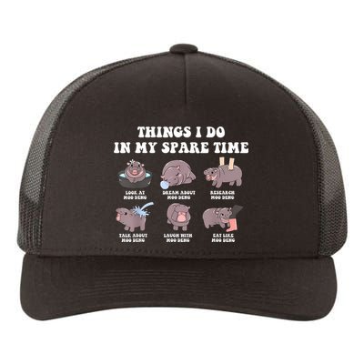 Funny Cute Hippo Moo Deng Things I Do In My Spare Time Meme Yupoong Adult 5-Panel Trucker Hat