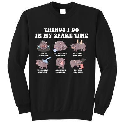 Funny Cute Hippo Moo Deng Things I Do In My Spare Time Meme Sweatshirt