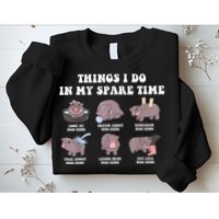 Funny Cute Hippo Moo Deng Things I Do In My Spare Time Meme Sweatshirt