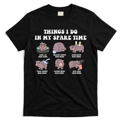 Funny Cute Hippo Moo Deng Things I Do In My Spare Time Meme T-Shirt