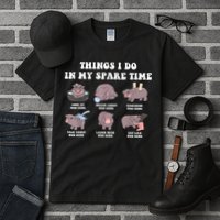 Funny Cute Hippo Moo Deng Things I Do In My Spare Time Meme Tall T-Shirt