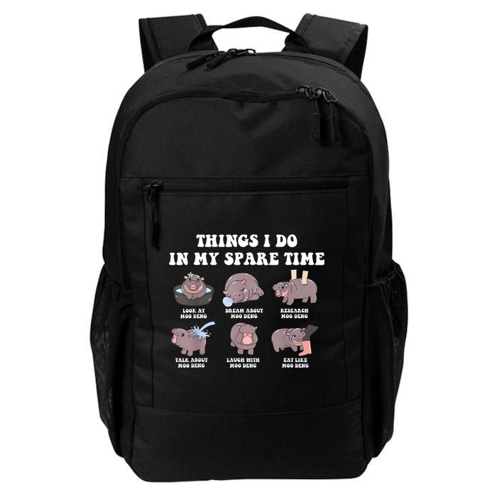 Funny Cute Hippo Moo Deng Things I Do In My Spare Time Meme Backpack