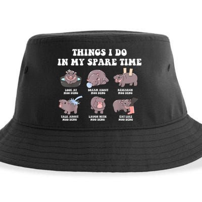 Funny Cute Hippo Moo Deng Things I Do In My Spare Time Meme Sustainable Bucket Hat