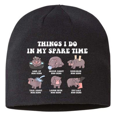 Funny Cute Hippo Moo Deng Things I Do In My Spare Time Meme Sustainable Beanie