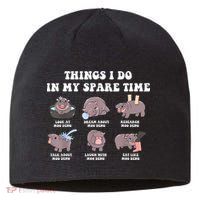 Funny Cute Hippo Moo Deng Things I Do In My Spare Time Meme Sustainable Beanie