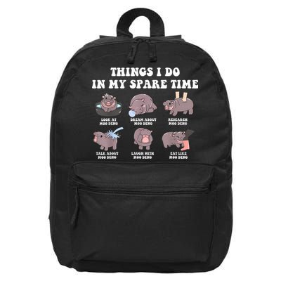 Funny Cute Hippo Moo Deng Things I Do In My Spare Time Meme 16 in Basic Backpack