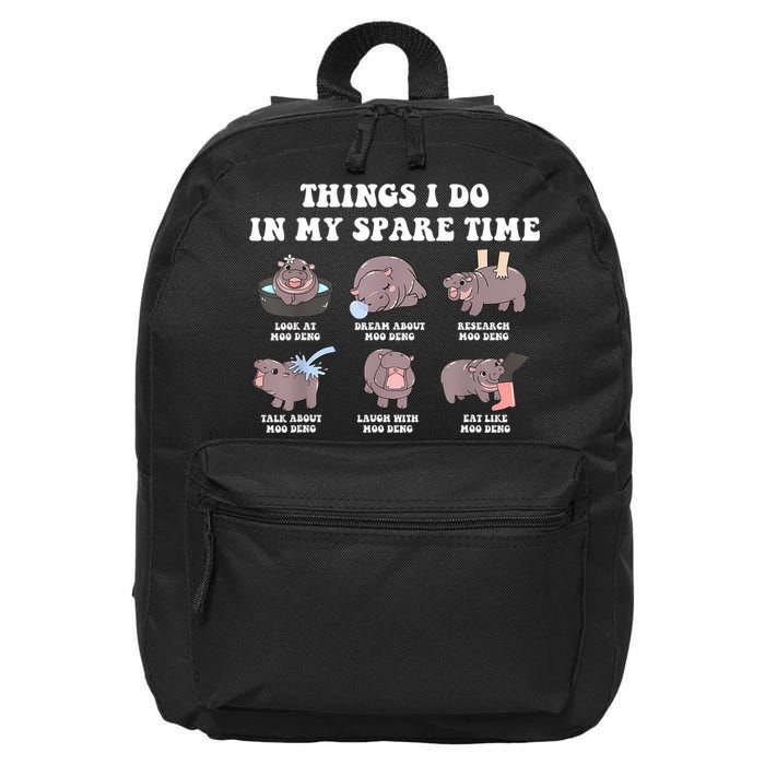 Funny Cute Hippo Moo Deng Things I Do In My Spare Time Meme 16 in Basic Backpack
