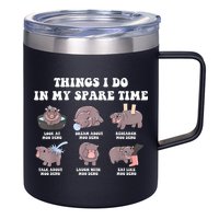 Funny Cute Hippo Moo Deng Things I Do In My Spare Time Meme 12oz Stainless Steel Coffee Mug