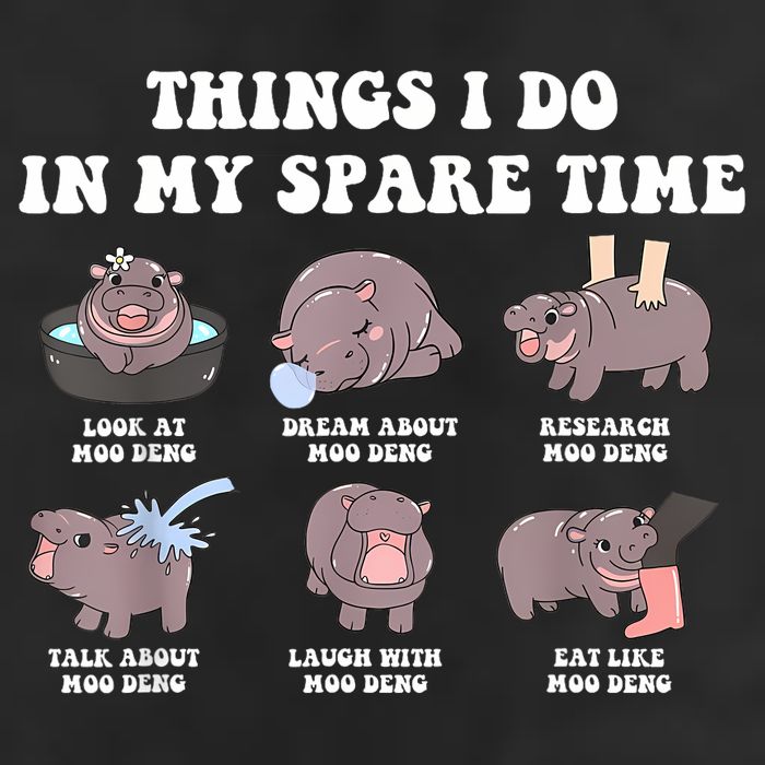 Funny Cute Hippo Moo Deng Things I Do In My Spare Time Meme Large Microfiber Waffle Golf Towel
