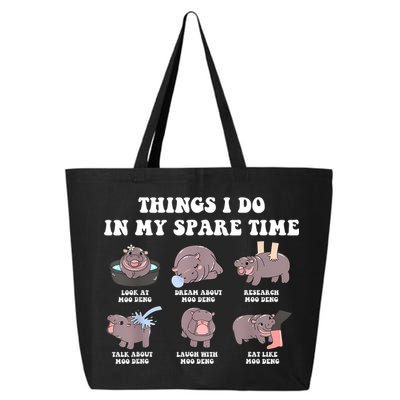 Funny Cute Hippo Moo Deng Things I Do In My Spare Time Meme 25L Jumbo Tote