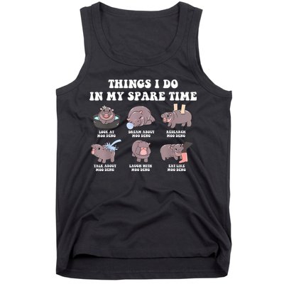Funny Cute Hippo Moo Deng Things I Do In My Spare Time Meme Tank Top