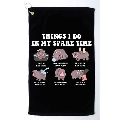 Funny Cute Hippo Moo Deng Things I Do In My Spare Time Meme Golf Towel